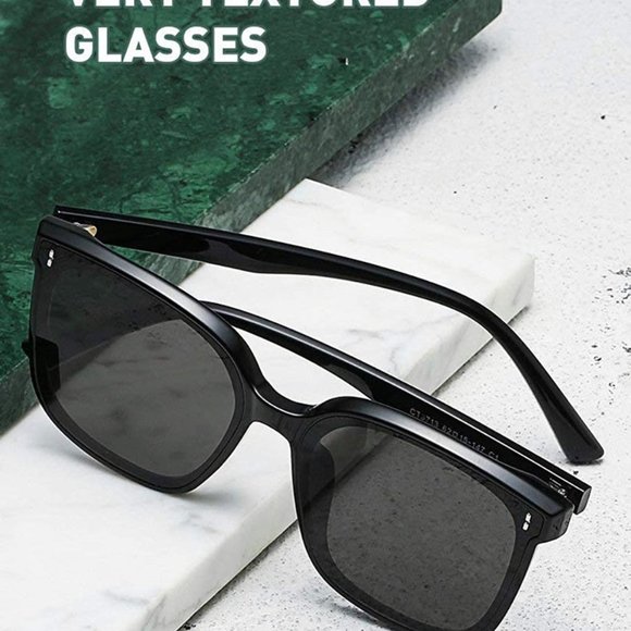 OIMG Vintage Square Sunglasses Women Oversized Sunglass Men Retro Black Sun Glas - Picture 7 of 8